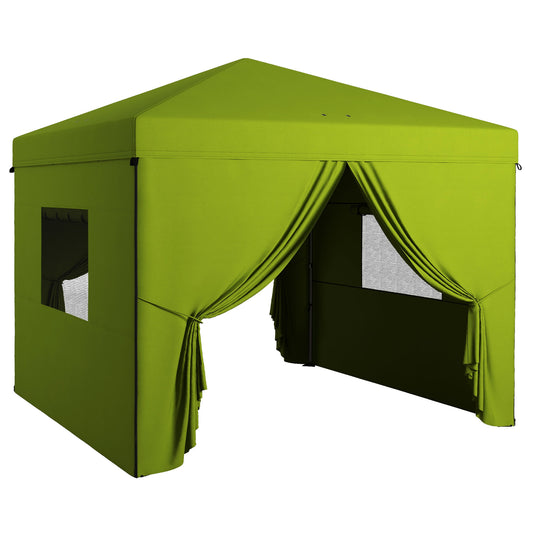 Outsunny Carpa Plegable 3x3 M Con 4 Paredes Laterales Altura Ajustable Verde_0