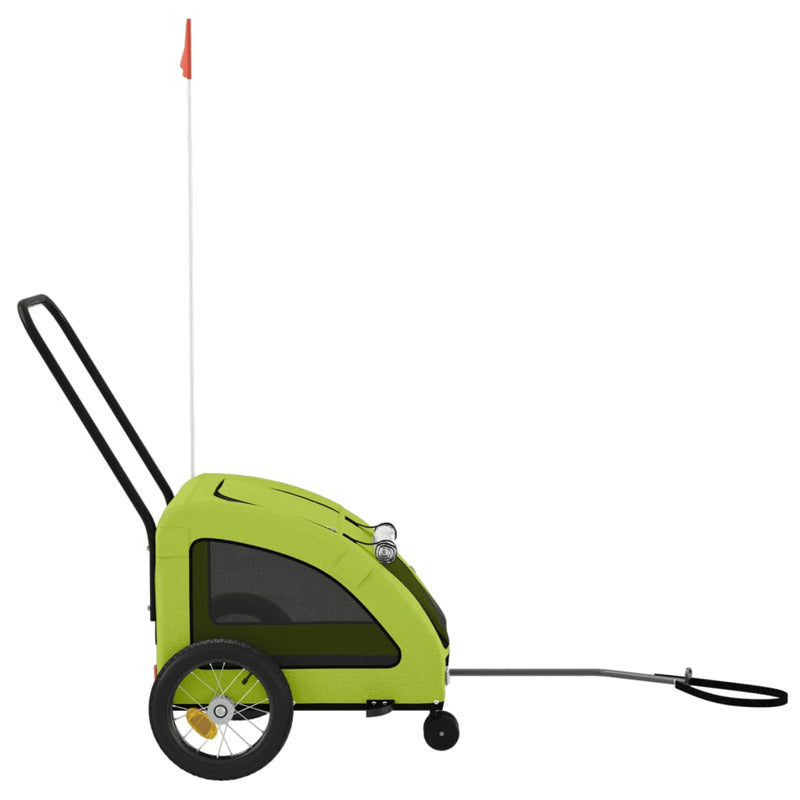 Vidaxl Remolque De Bicicleta Mascotas Hierro Tela Oxford Verde_5