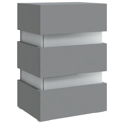 Mesita De Noche Luz Led Madera De Ingeniería Gris 45x35x67 Cm_2
