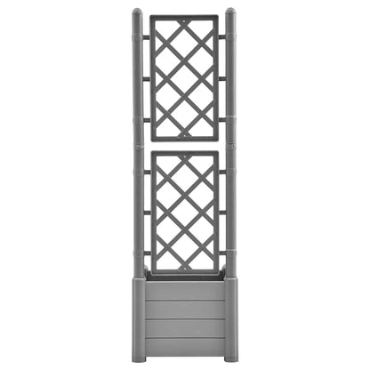 Jardinera Con Enrejado Pp Gris Piedra 43x43x142 Cm_3
