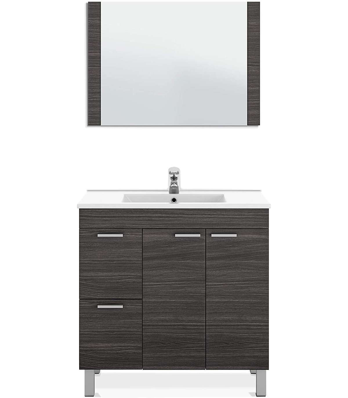 Mueble Con Lavabo Y Espejo Marta En Acabado Gris Ceniza, 80 Cm(alto)80 Cm(ancho)45 Cm(largo)_2
