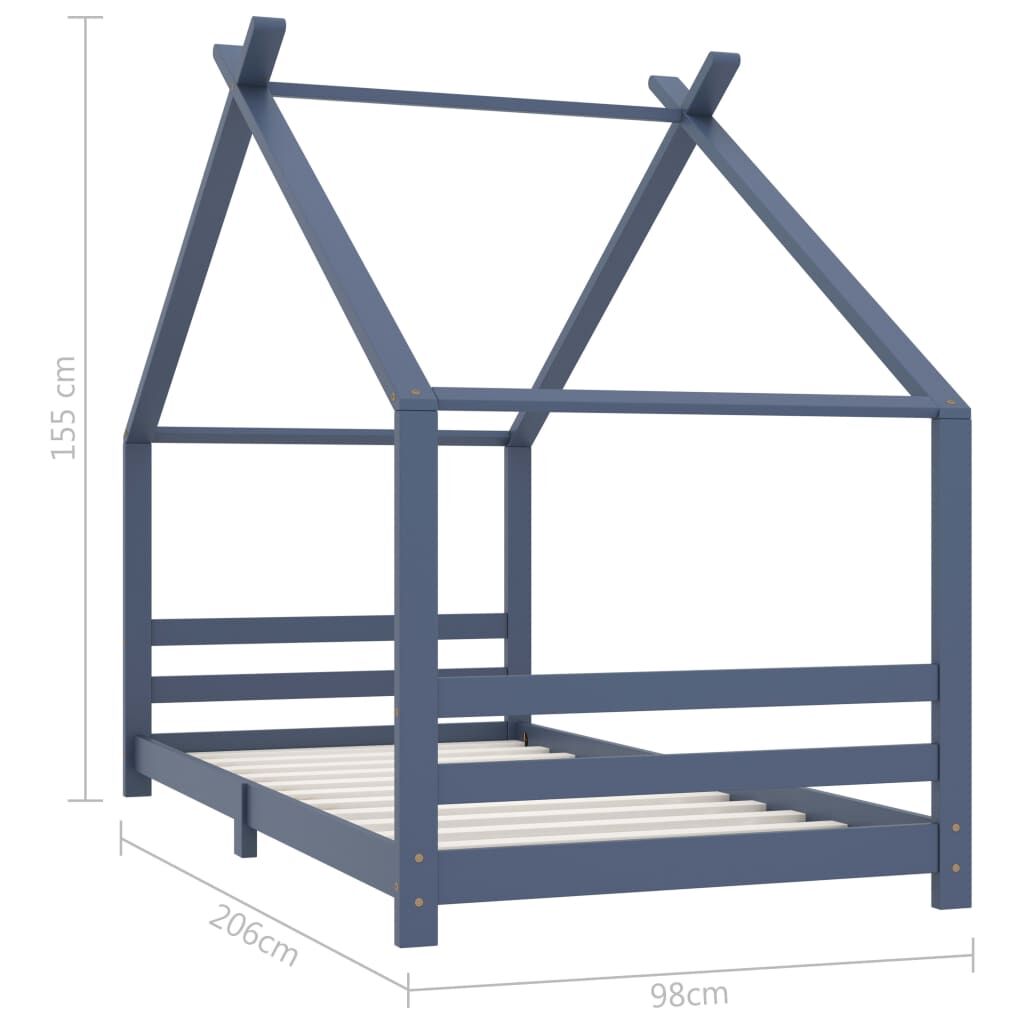Vidaxl Estructura De Cama Infantil Madera Maciza Pino Gris 90x200 Cm_2