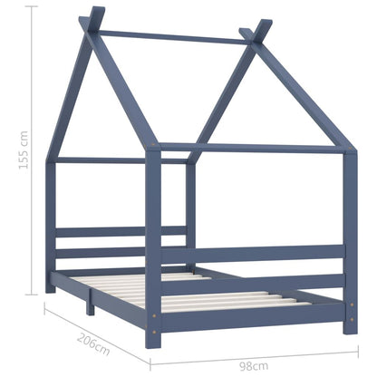 Vidaxl Estructura De Cama Infantil Madera Maciza Pino Gris 90x200 Cm_2