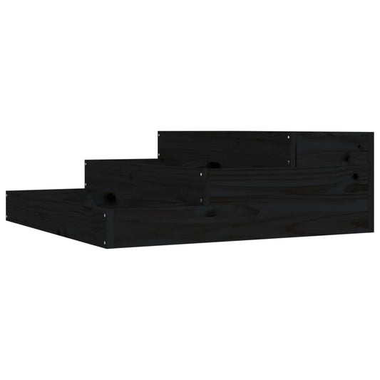 Jardinera De Madera Maciza De Pino Negro 78x78x27 Cm_0