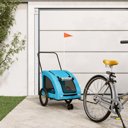 Vidaxl Remolque De Bicicleta Mascotas Hierro Tela Oxford Azul_1