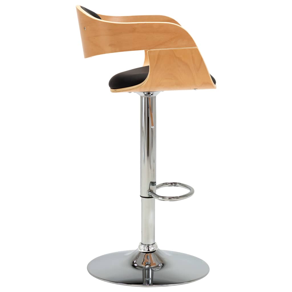 Taburetes De Cocina 2 Uds Madera Curvada Cuero Sintético Negro_3