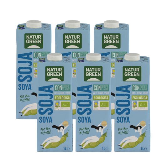 Pack Bebida de Soja con sirope de agave Bio NaturGreen 6L