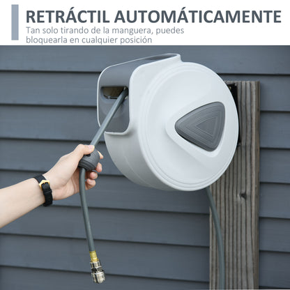 Durhand Carrete De Manguera Automático De 10 M Conector De 1/4'' Bsp Gris_3