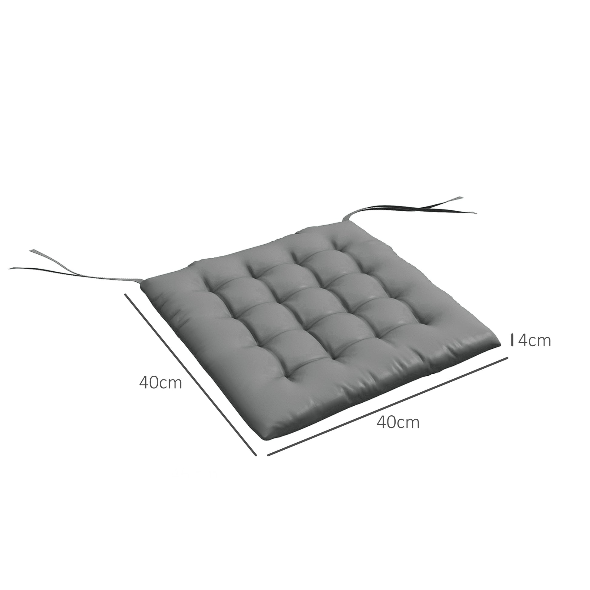Outsunny Juego De 6 Cojines Para Sillas De Comedor 40x40 Cm Gris Oscuro_2
