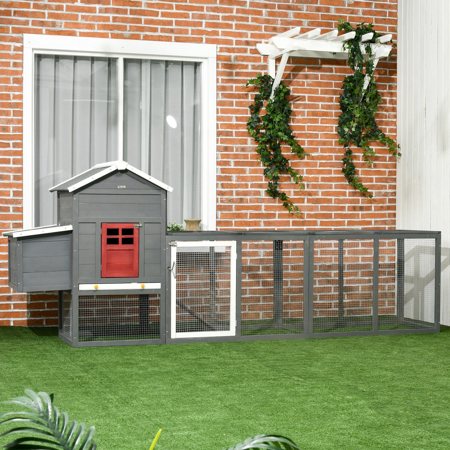 Pawhut Gallinero Para Exterior Grande De Madera 300x66x116 Cm Con Nido Corral_1