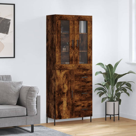 Aparador Alto Madera Contrachapada Roble Ahumado 69,5x34x180 Cm_0