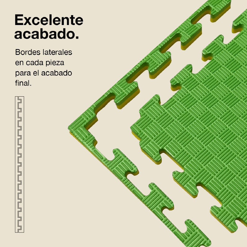 Tatami Puzzle 2,5cm 100x100cm – Superficie 5 Líneas Amarillo/verde Jowy_2
