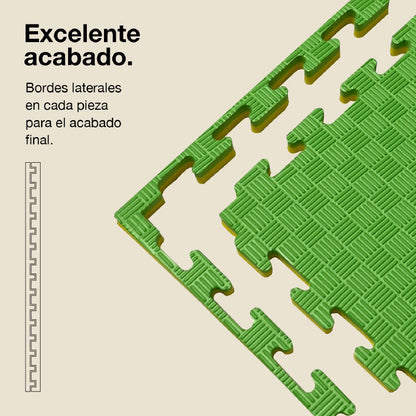 Tatami Puzzle 2,5cm 100x100cm – Superficie 5 Líneas Amarillo/verde Jowy_2