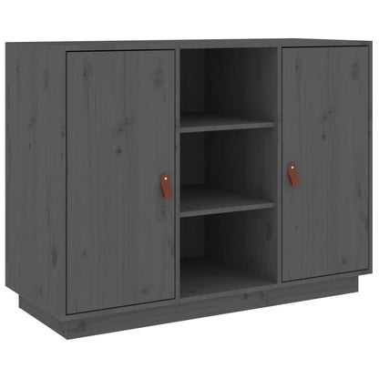 Aparador De Madera Maciza De Pino Gris 100x40x75 Cm / Vetonek_2