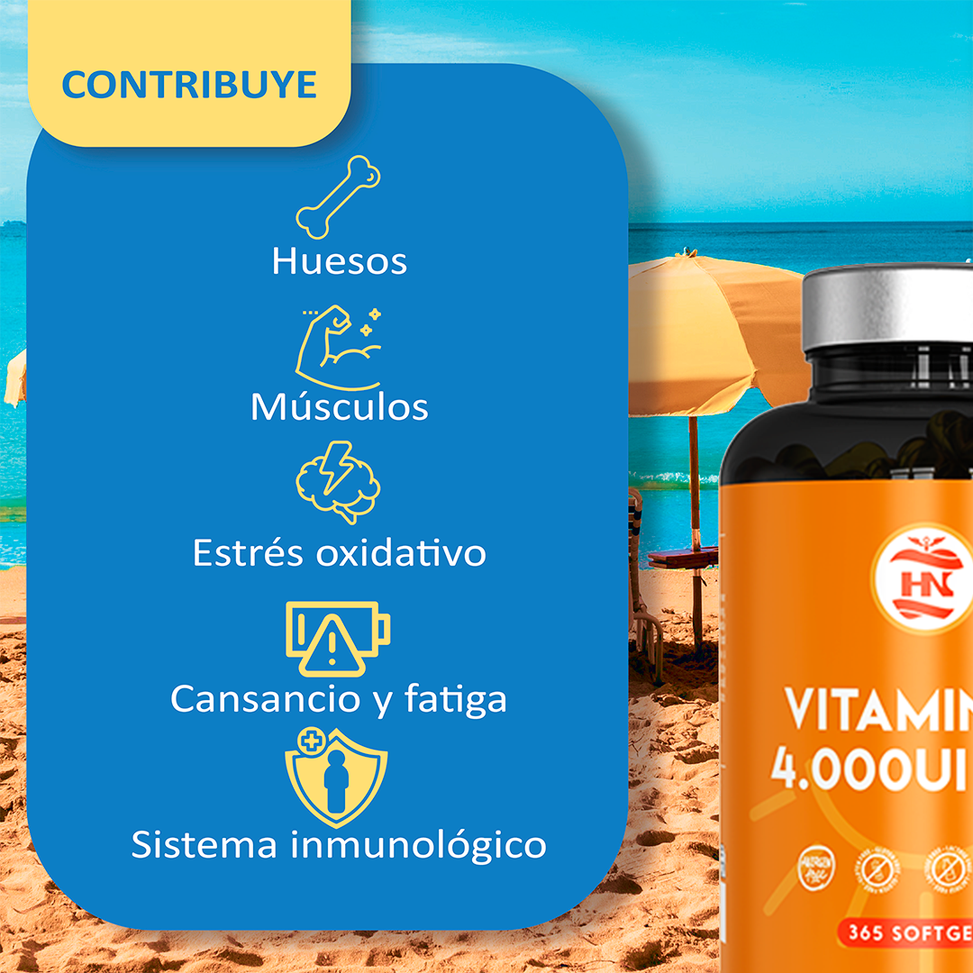 Vitamina D (4000 Ui) - 365 Cápsulas De Vitamina D3 K2 – Altamente Concentrada. Favorece La Función Inmunológica Y Ósea_1