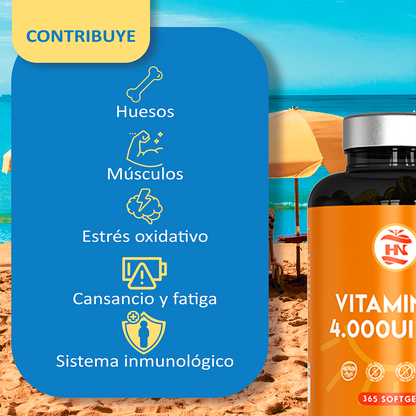 Vitamina D (4000 Ui) - 365 Cápsulas De Vitamina D3 K2 – Altamente Concentrada. Favorece La Función Inmunológica Y Ósea_1