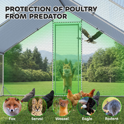 Pawhut Gallinero Para Exterior 3x4x2m Con Cubierta De Pe Y Cerradura Plata_3