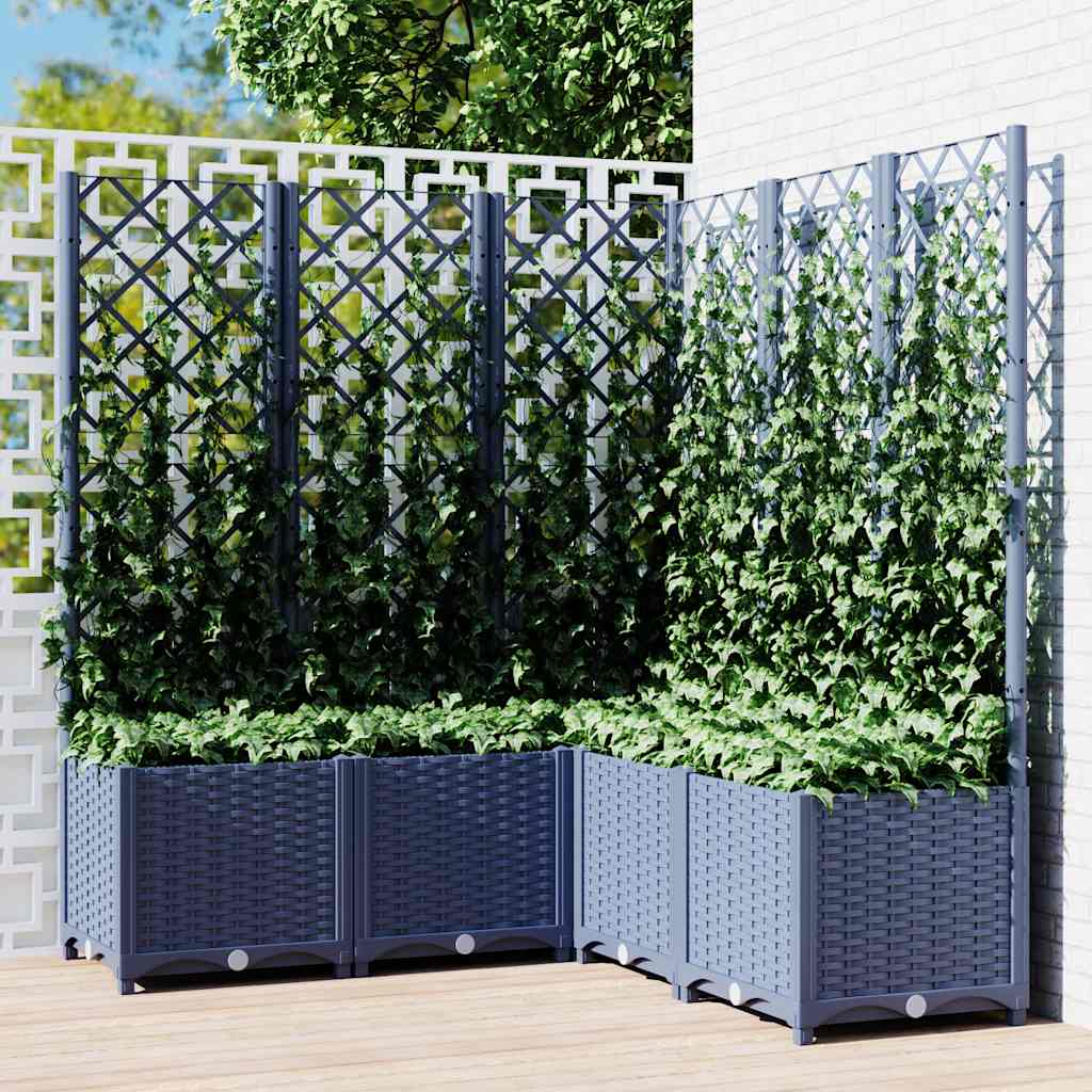 Jardinera Con Enrejado Pp Azul Gris 120x120x136 Cm_1