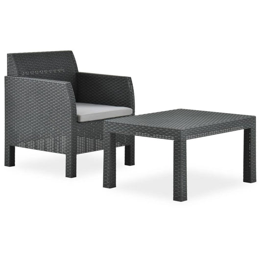 Vidaxl Set De Muebles Jardín 2 Piezas Con Cojín Pp Ratán Gris Antracita_0