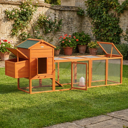 Pawhut Gallinero De Madera 297,5x68x118 Cm Para 3-6 Gallinas Con Techo Asfáltico_4