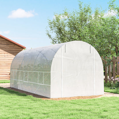 Outsunny Invernadero Túnel 445x200x200 Cm Con 6 Ventanas Cultivo Plantas Blanco_4