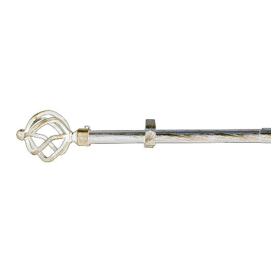 Barra Cortina Extensible Metal Ø 19 Mm. Extensible 1,1 / 2,0 Metros Marfil Oro Piña Sin Anilla_0