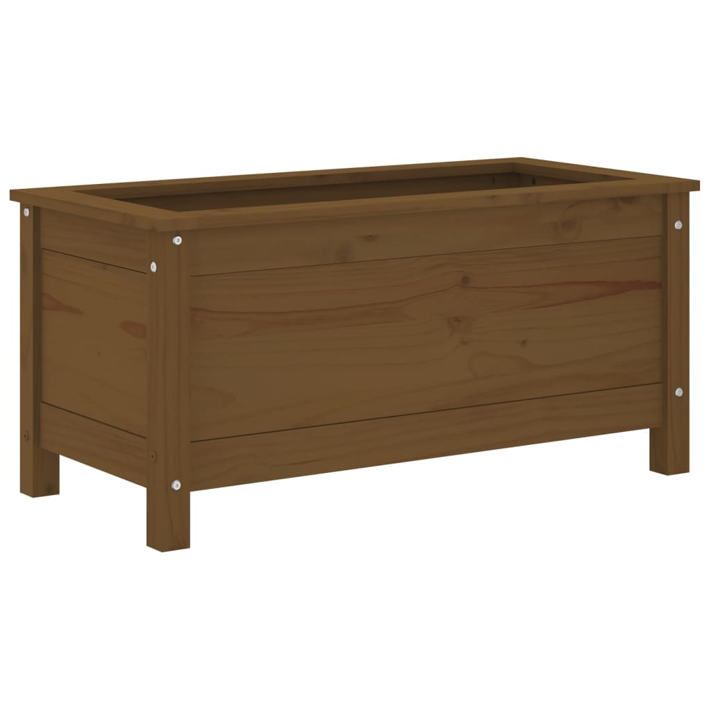 Jardinera Madera Maciza De Pino Marrón Miel 82,5x40x39 Cm_3