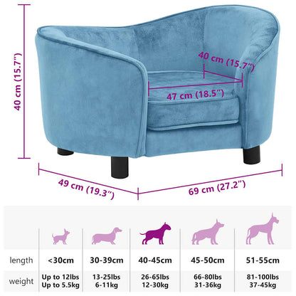 Vidaxl Sofá Para Perros Felpa Turquesa 69x49x40 Cm_2