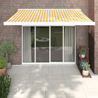 Toldo Retráctil Aluminio Y Tela Amarillo Y Blanco 3,5x2,5 M_1