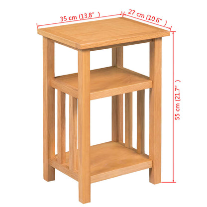 Mesa Auxiliar Con Estante De Madera De Roble Maciza 27x35x55cm_4