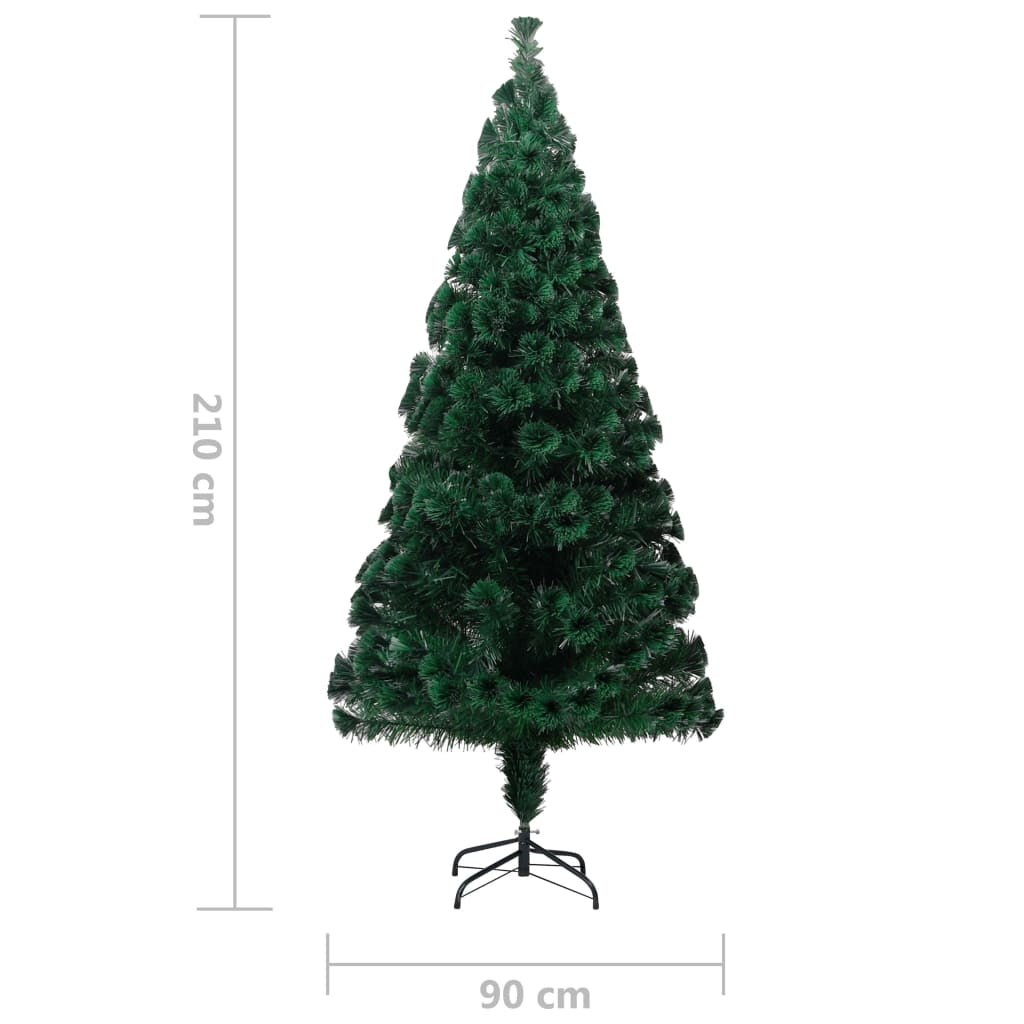 Vidaxl Árbol De Navidad Artificial Y Soporte Fibra Óptica Verde 210 Cm_2