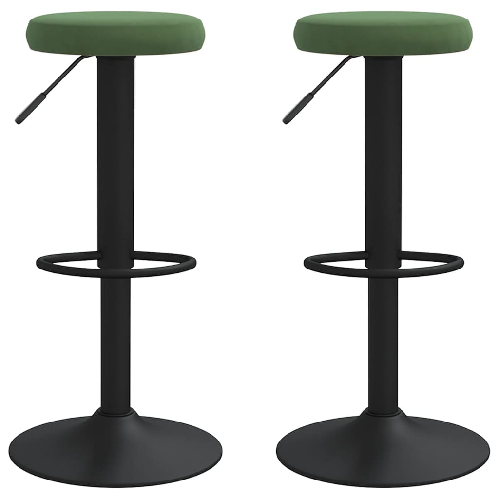 Taburetes De Cocina 2 Unidades Terciopelo Verde Oscuro_0