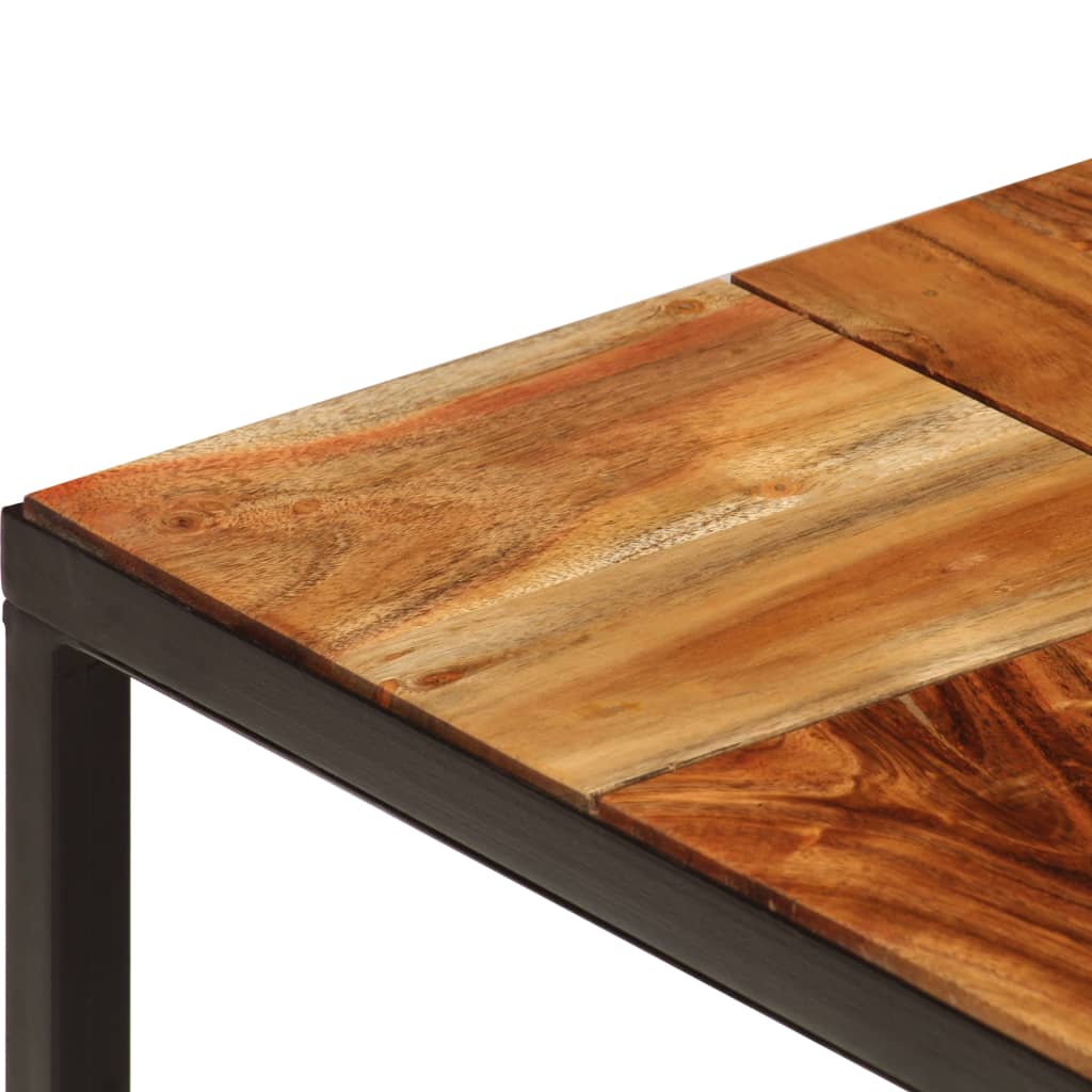 Mesa De Centro Madera Maciza De Acacia Y Acero 110x60x40 Cm_3