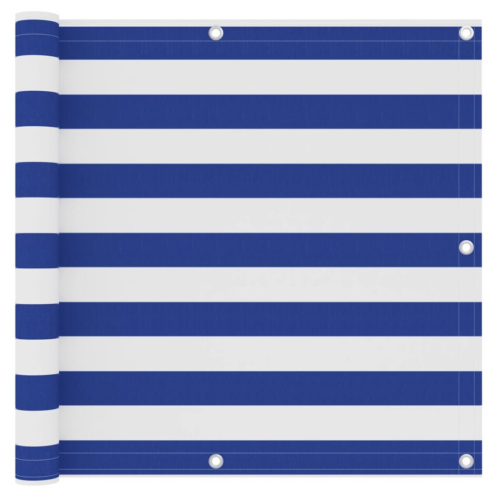 Vidaxl Toldo Para Balcón Tela Oxford Blanco Y Azul 90x500 Cm_0