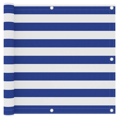 Vidaxl Toldo Para Balcón Tela Oxford Blanco Y Azul 90x500 Cm_0