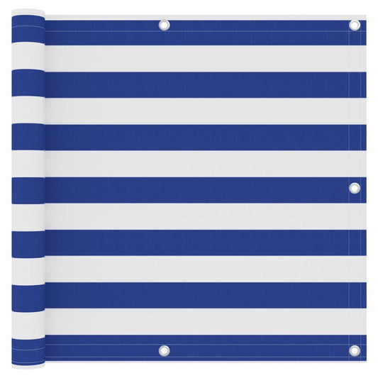 Vidaxl Toldo Para Balcón Tela Oxford Blanco Y Azul 90x500 Cm_0