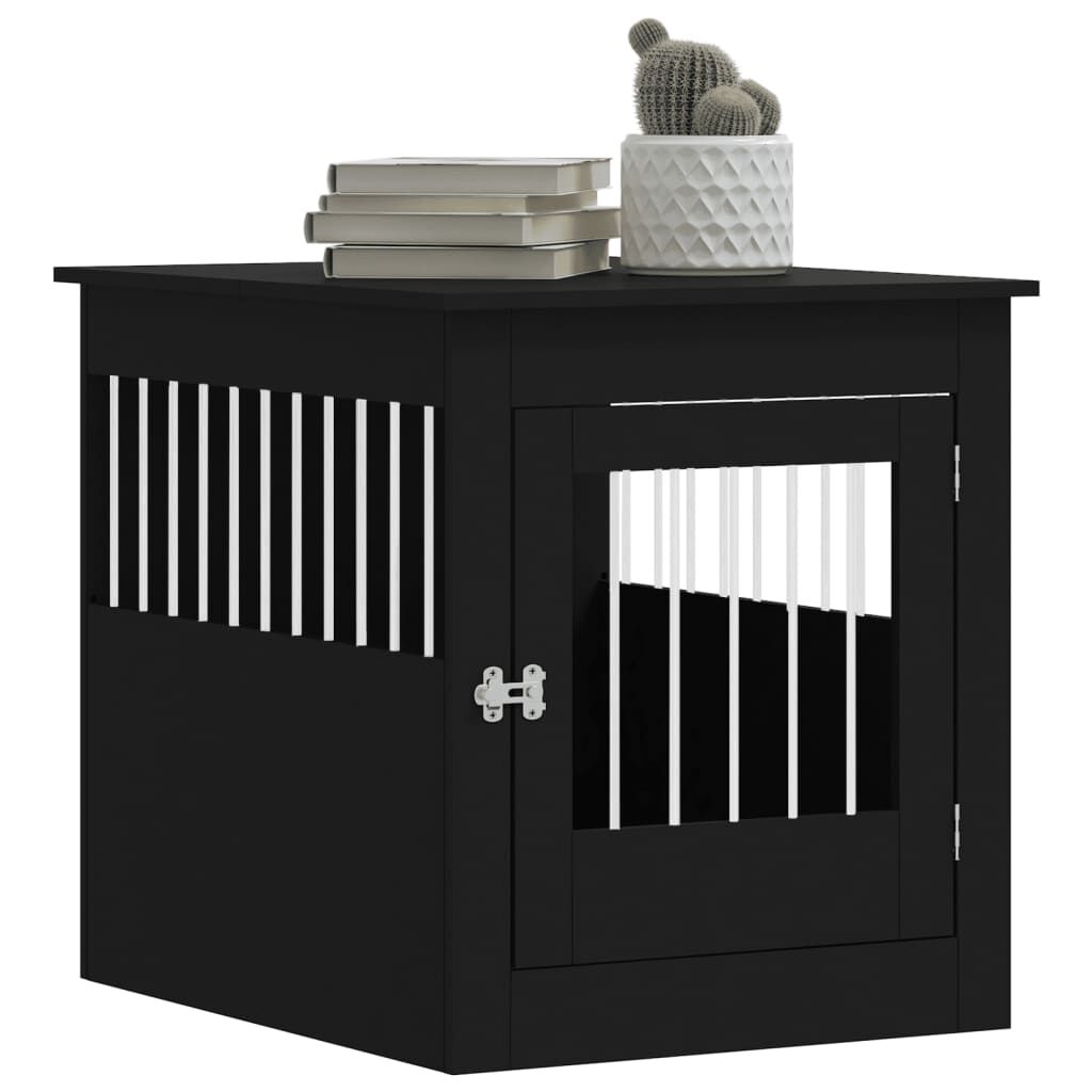 Vidaxl Jaula Para Perros Madera De Ingeniería Negro 64,5x80x71 Cm_3