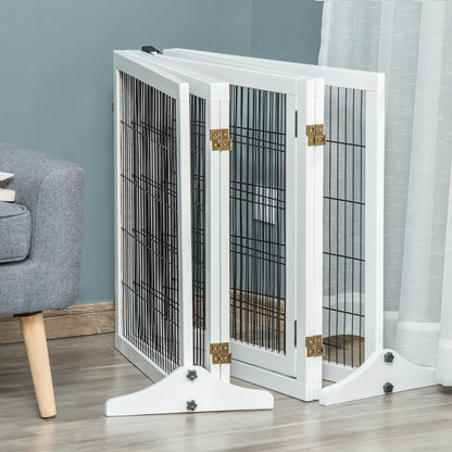 Pawhut Barrera De Seguridad Para Perros Plegable De Madera Con Soporte De Pie_3