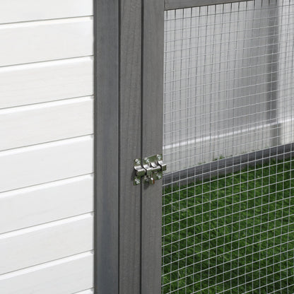 Pawhut Gallinero De Madera Con Caja Nido Espacio Para Correr 196x76x97cm Gris_4