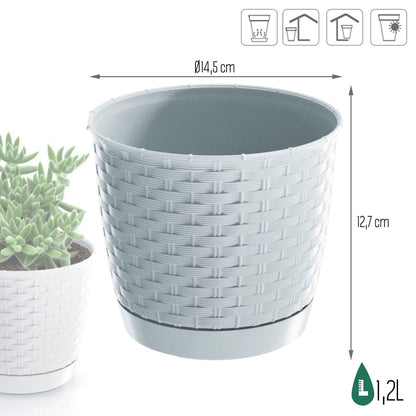 Maceta Ratolla Round 1,2l., Dimensiones (mm) 145x145x127, Color Blanco_2