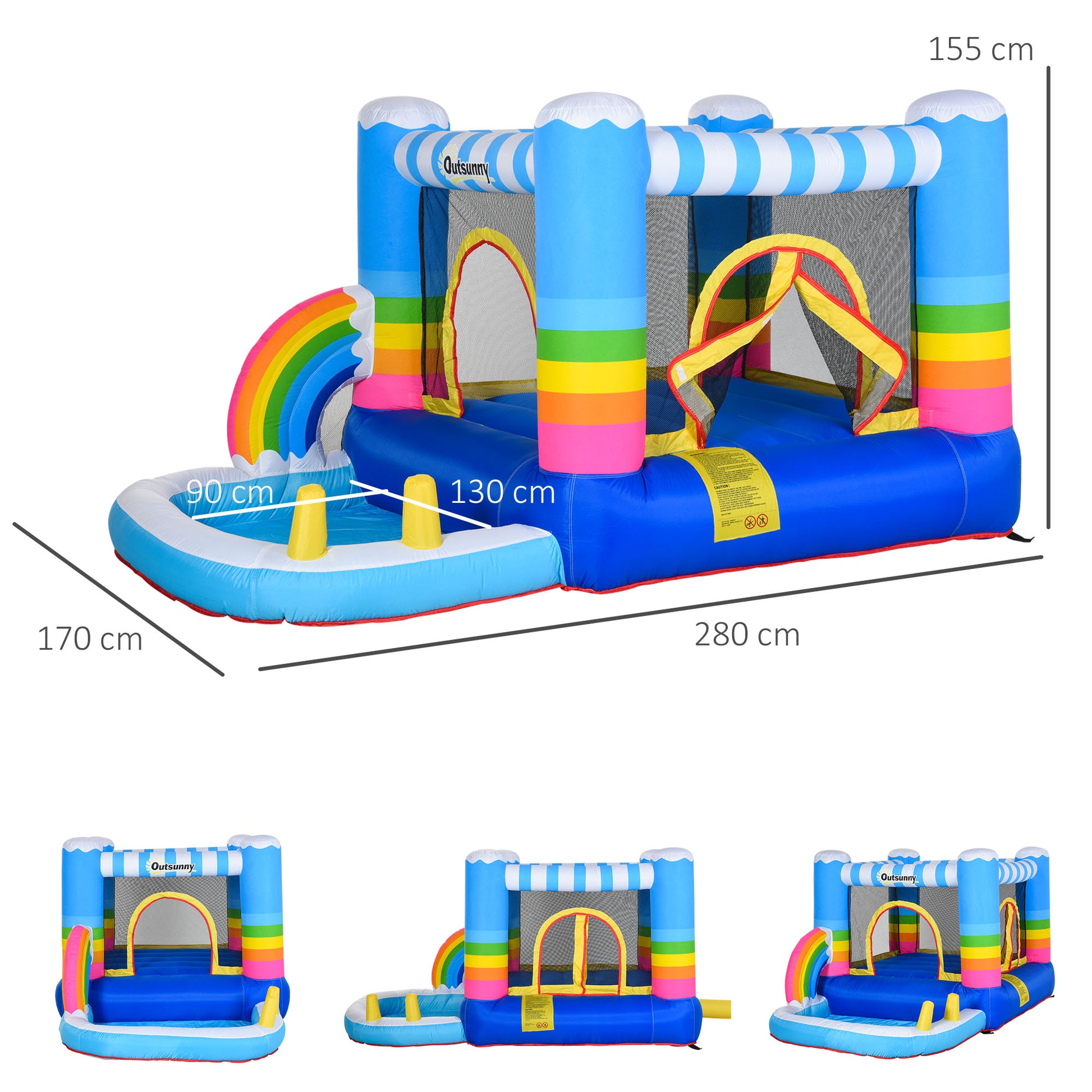 Outsunny Castillo Hinchable Con Cama De Salto Y Piscina Para Niños 280x170x155cm_2