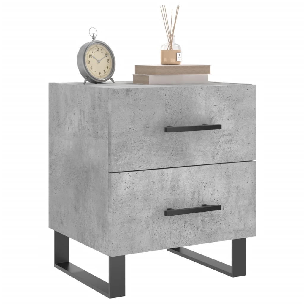 Mesita Noche 2 Uds Madera Ingeniería Gris Hormigón 40x35x47,5cm_1