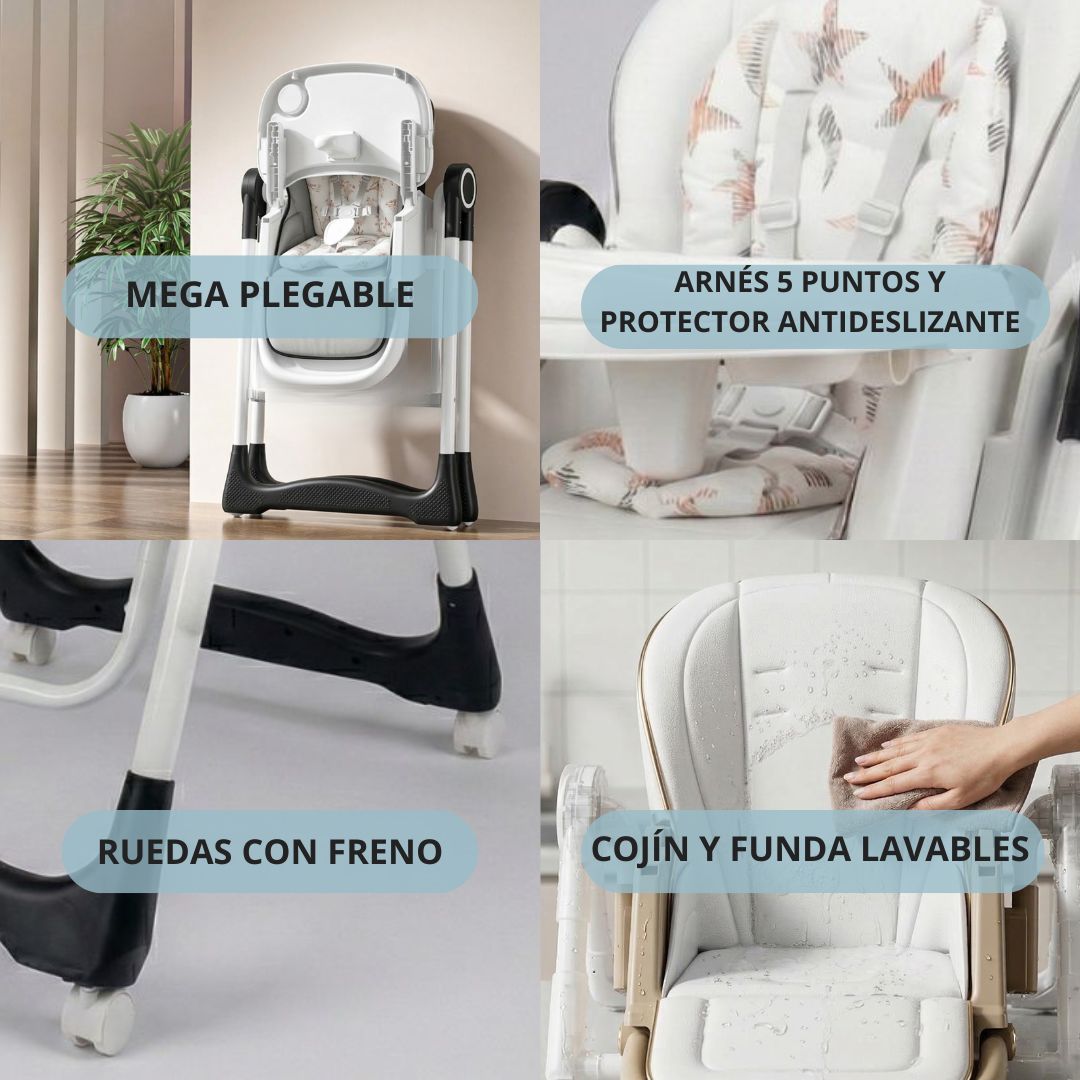 Trona Negra Evolutiva 3 En 1, Plegable Y Portátil, Reposapiés, Respaldo Y Bandeja Bathby_3