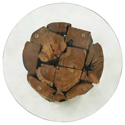 Mesa De Centro De Madera Flotante De Teca Maciza 60 Cm_3