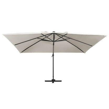 Vidaxl Sombrilla Voladiza Luces Led Y Poste Aluminio Arena 4x3 M_1