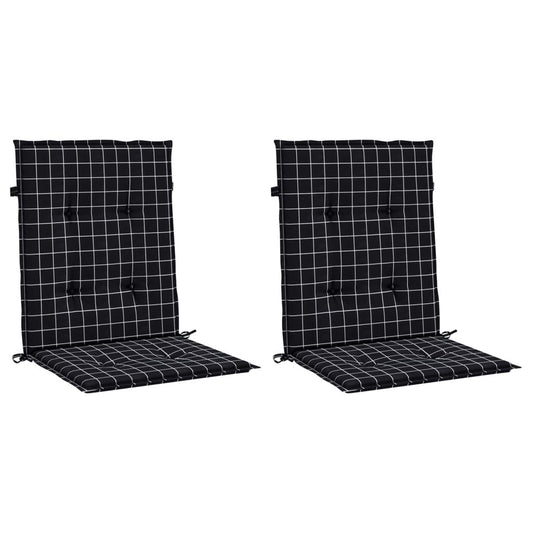 Vidaxl Cojines Para Silla Con Respaldo Bajo 2 Uds Tela A Cuadros Negro_0