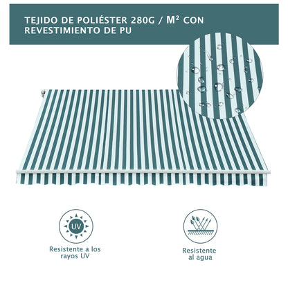 Outsunny Toldo Manual Plegable De Aluminio 295x250 Cm Manivela Ángulo Ajustable_5