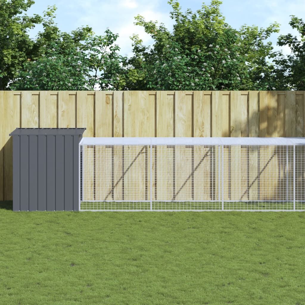 Vidaxl Gallinero Con Corral Acero Galvanizado Gris 110x1017x110 Cm_1