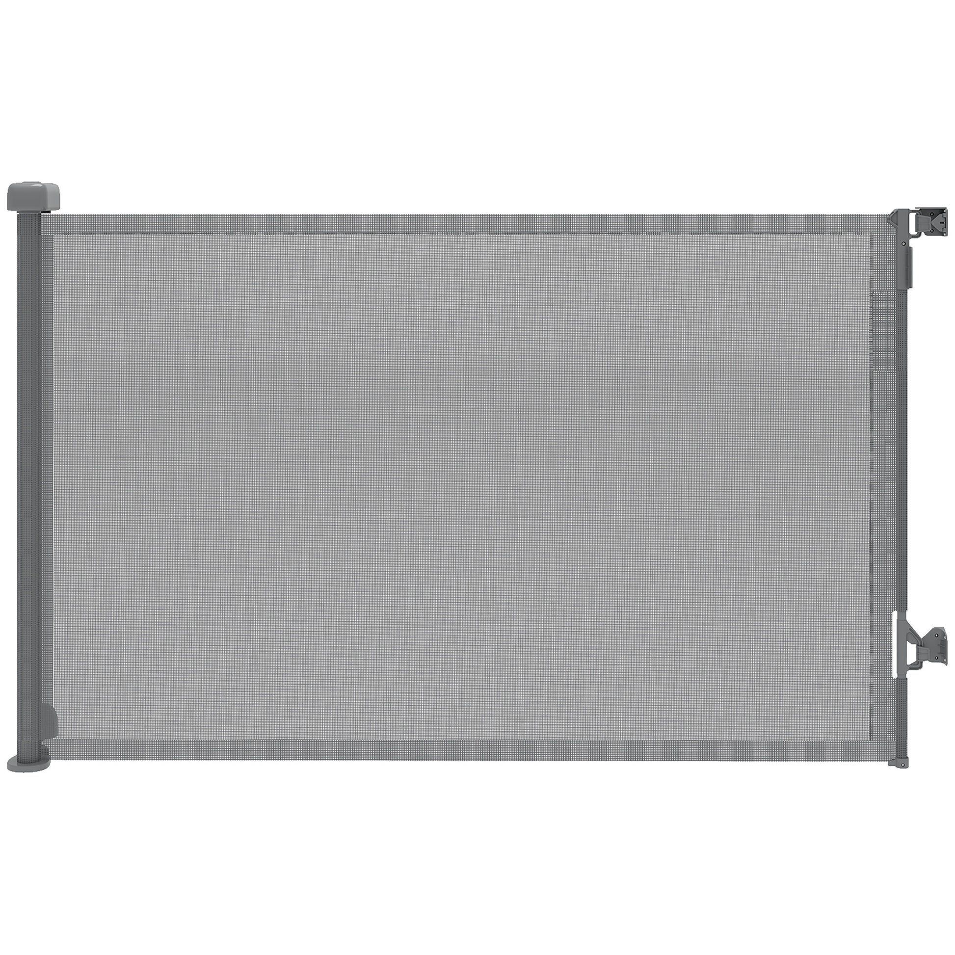 Pawhut Barrera De Seguridad Para Perros Retráctil Extensible Hasta 140 Cm Gris_0