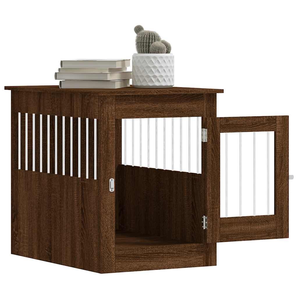 Vidaxl Jaula Para Perros Madera De Ingeniería Roble Marrón 55x80x68 Cm_4